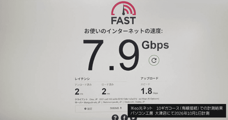 eo光10ギガコースの実際の速度は？速い？遅い？最新の実測値と速度を体感できるスポットをご紹介！
