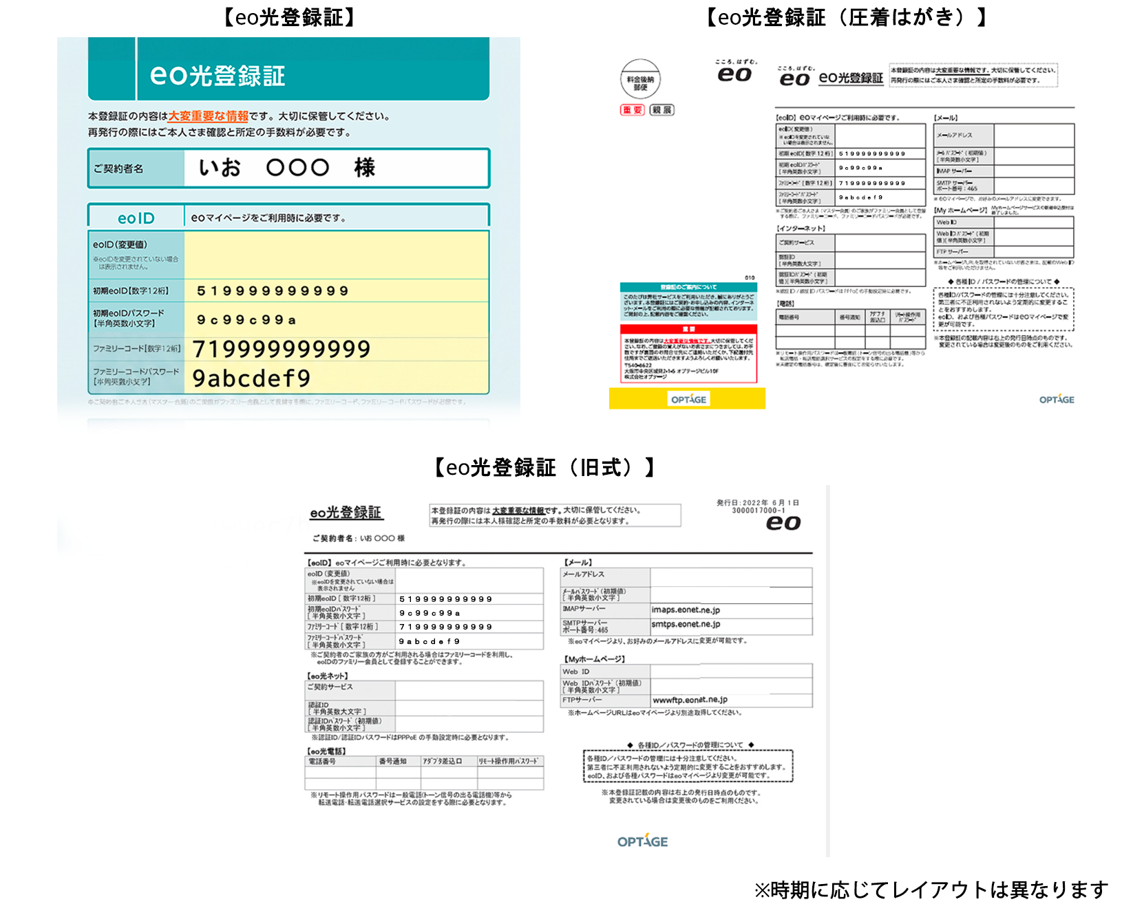 eoIDと初期パスワードが通知される書面